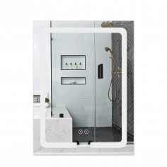 LED Дзеркало Lidz Kubis прямокут. 600х 800мм  (антизапотівання, з димером, рег. яскравості)